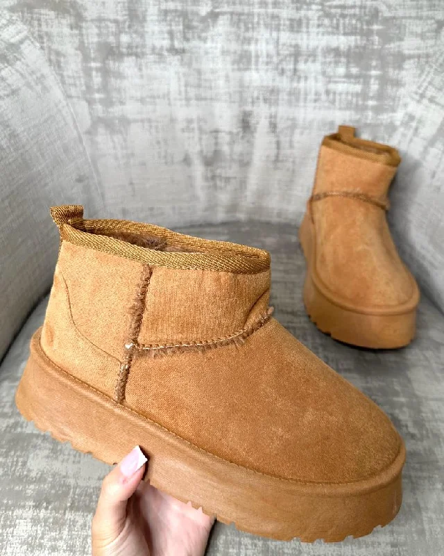 Stormi Ultra Mini Faux Fur Boots- Camel