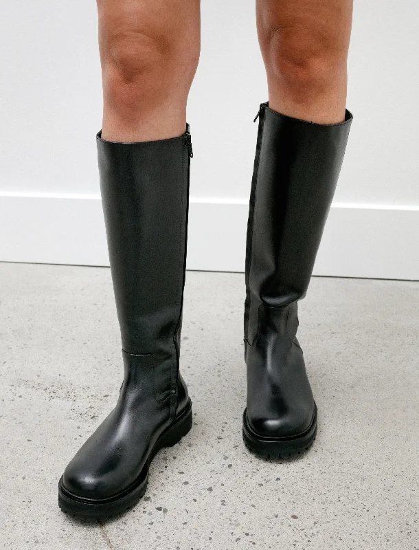 Magda Tall Utility Boot Black