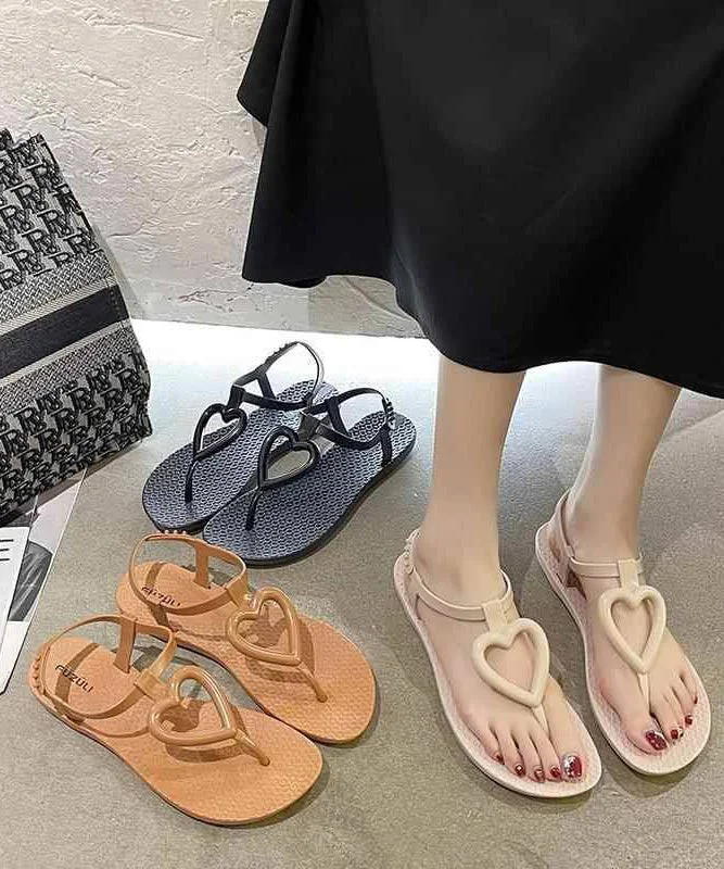 Summer Fashion Khaki Heart Shaped Flip Flops Sandals