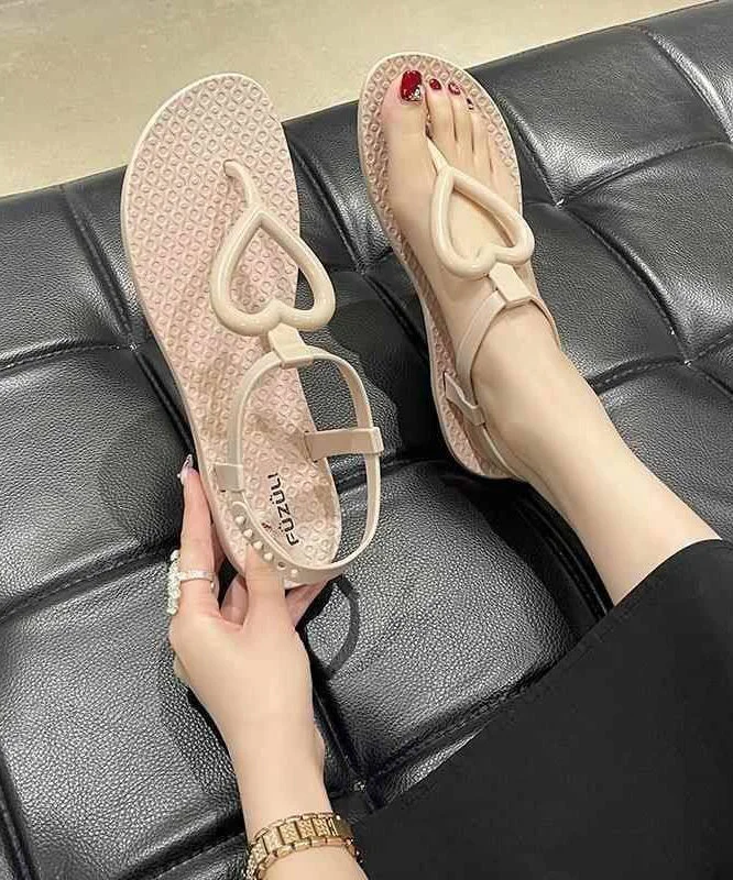 Summer Fashion Khaki Heart Shaped Flip Flops Sandals