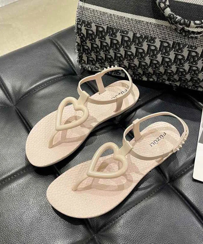 Summer Fashion Khaki Heart Shaped Flip Flops Sandals