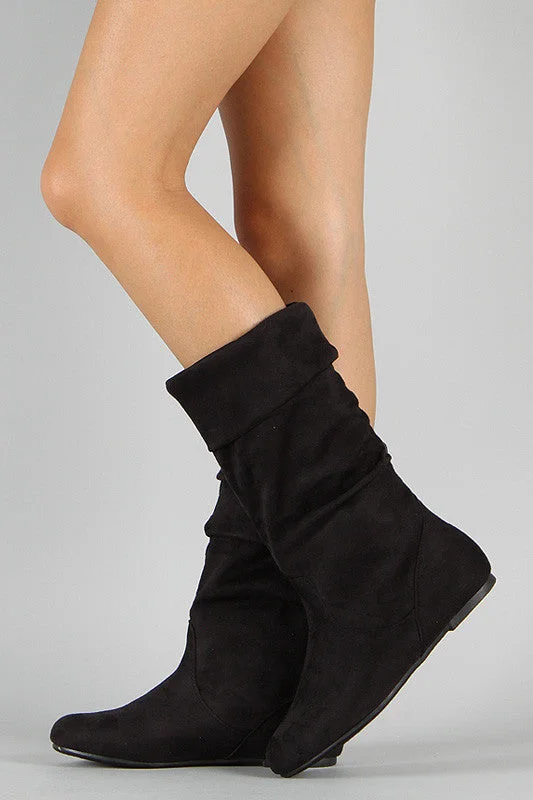 Wild Diva Lounge Kalisa-27N Suede Slouchy Mid Calf Boot