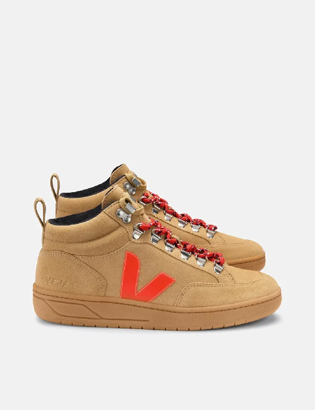 Veja Roraima Suede Trainers - Desert/Orange Fluo/Gum Sole