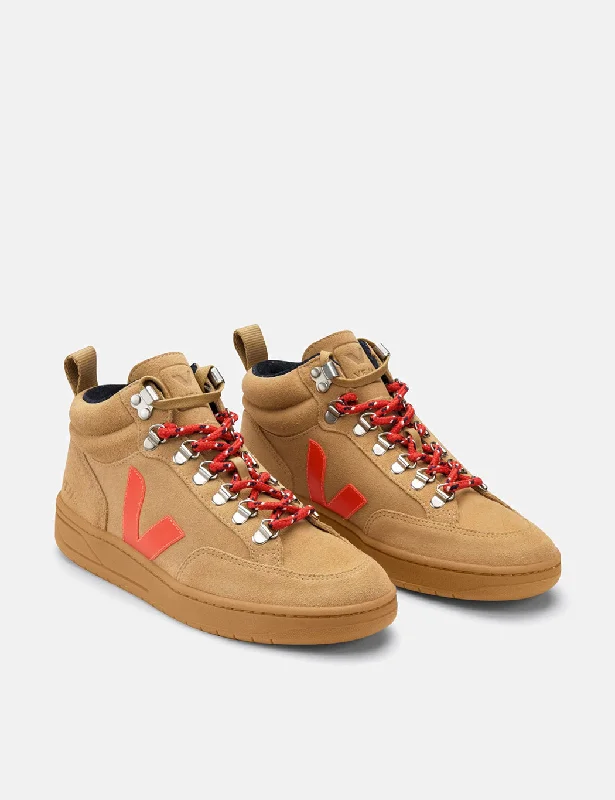 Veja Roraima Suede Trainers - Desert/Orange Fluo/Gum Sole