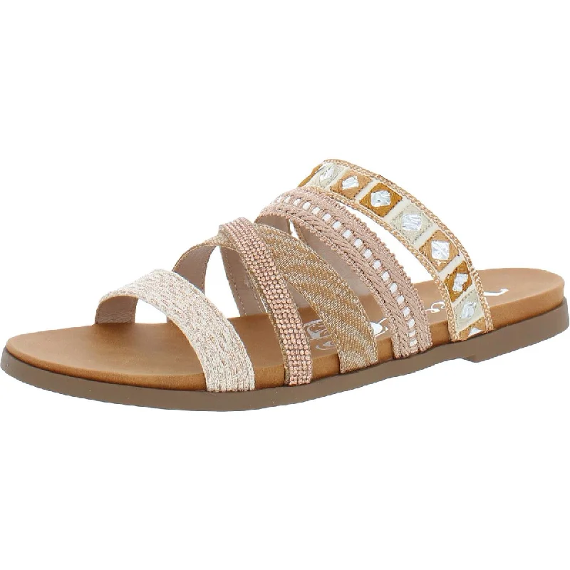 Very G Womens Embellished Metallic Strappy Sandals