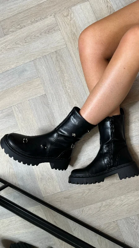 Vivianna Black Chunky Boots