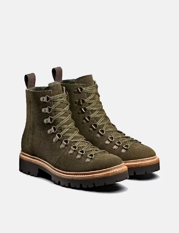 Womens Grenson Nanette Ski Boot (Suede) - Military Green