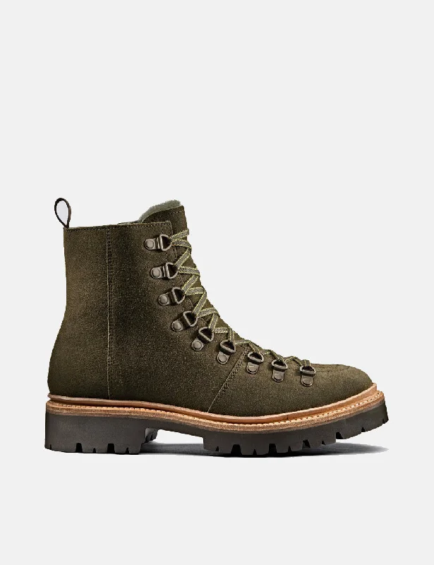 Womens Grenson Nanette Ski Boot (Suede) - Military Green