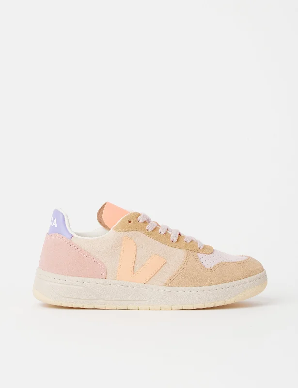 Women's Veja V-10 Suede Trainers - Peach/Multicolour