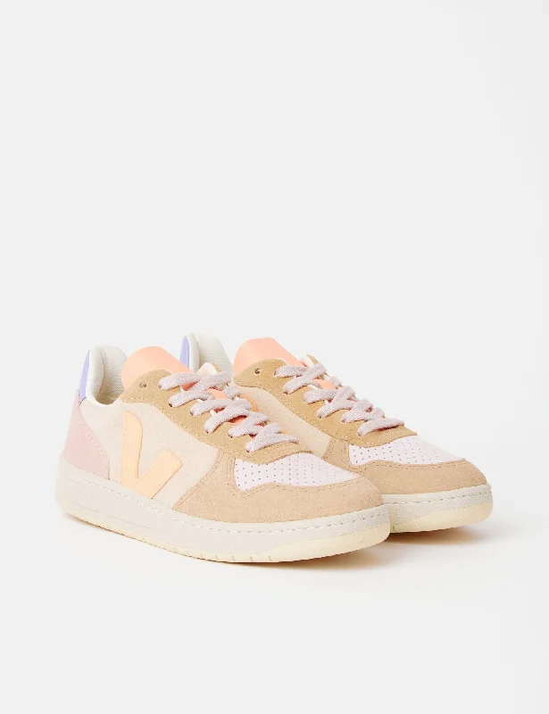 Women's Veja V-10 Suede Trainers - Peach/Multicolour