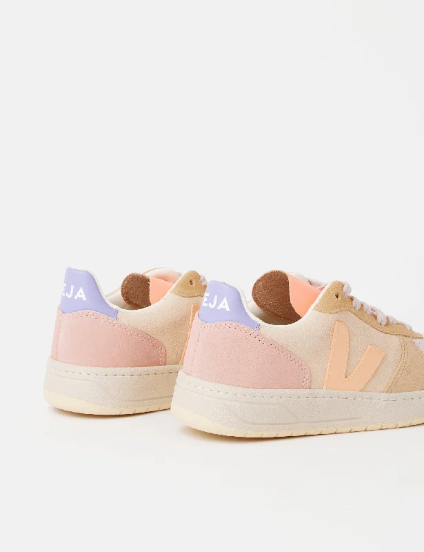 Women's Veja V-10 Suede Trainers - Peach/Multicolour