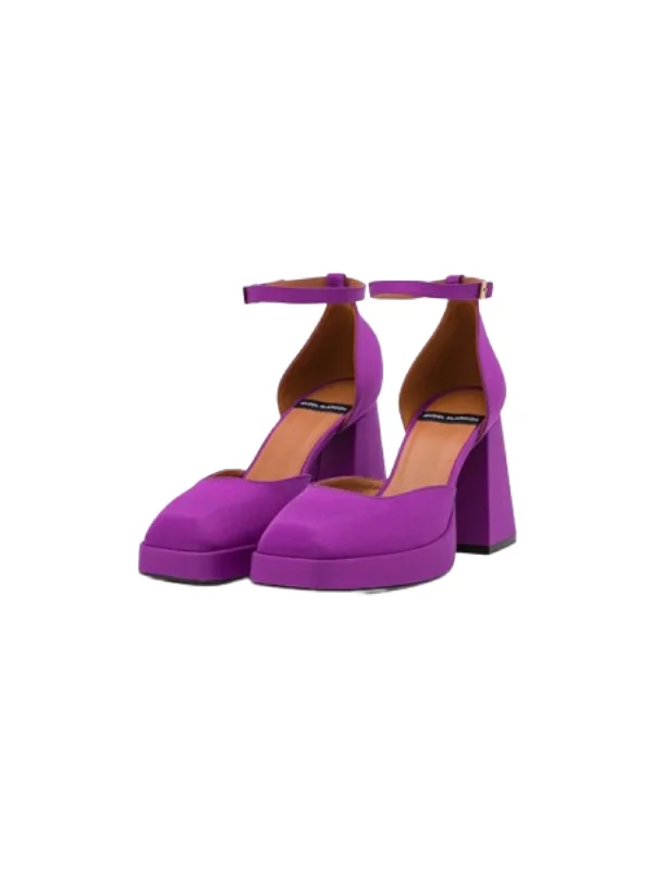 Women's Wide Heel Textile Sandals,Purple