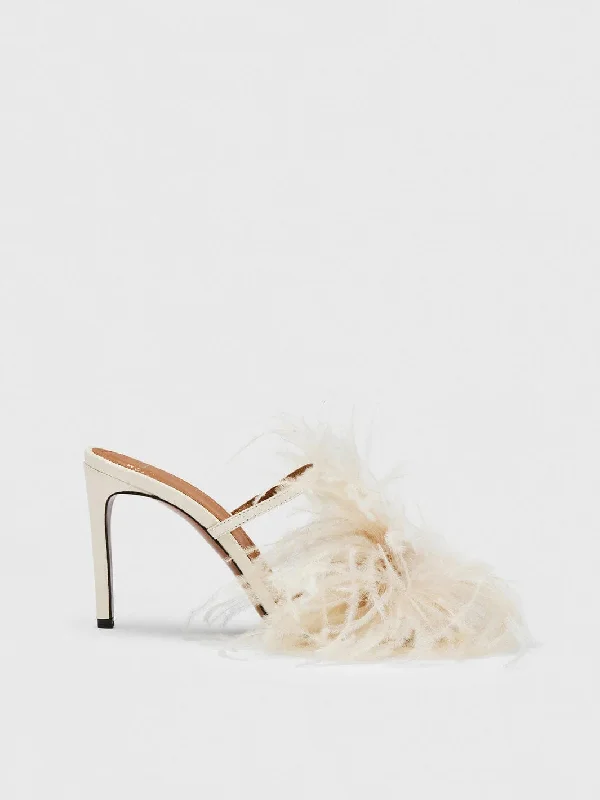 Laviano Linen Nappa/Feathers Heeled Sandals