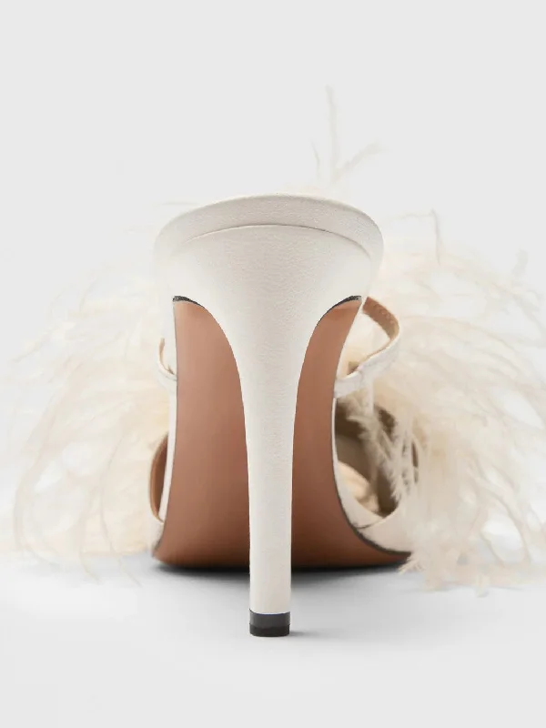 Laviano Linen Nappa/Feathers Heeled Sandals