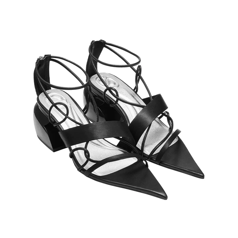 Pointed-Toe Cross Strap Heels