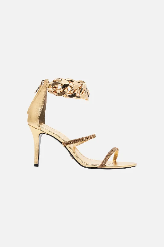 Saskia Chain Anklet High Heel Sandal - Gold Sung