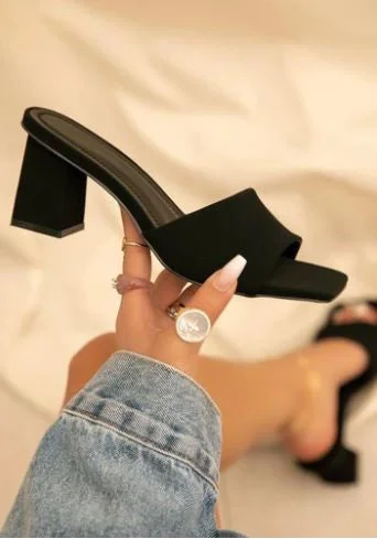 ""Up Late"" Block Heels - Black