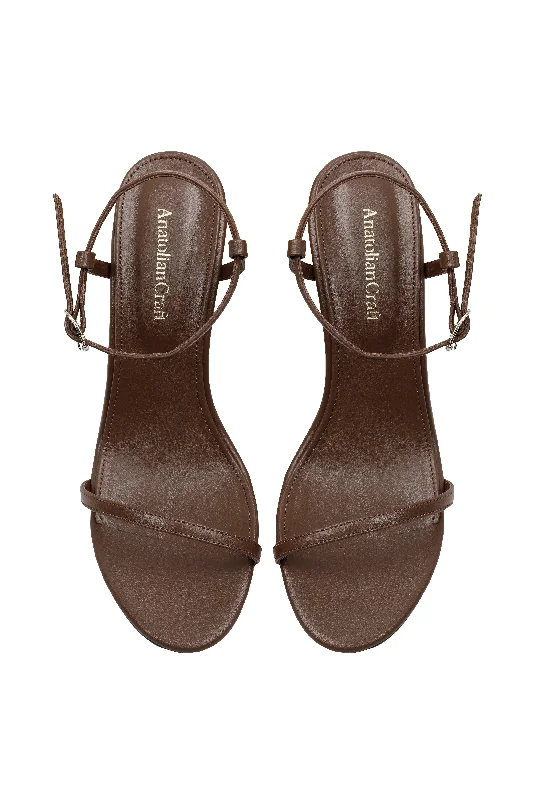 Whispering Poppies - Brown Leather Wedged Sandals